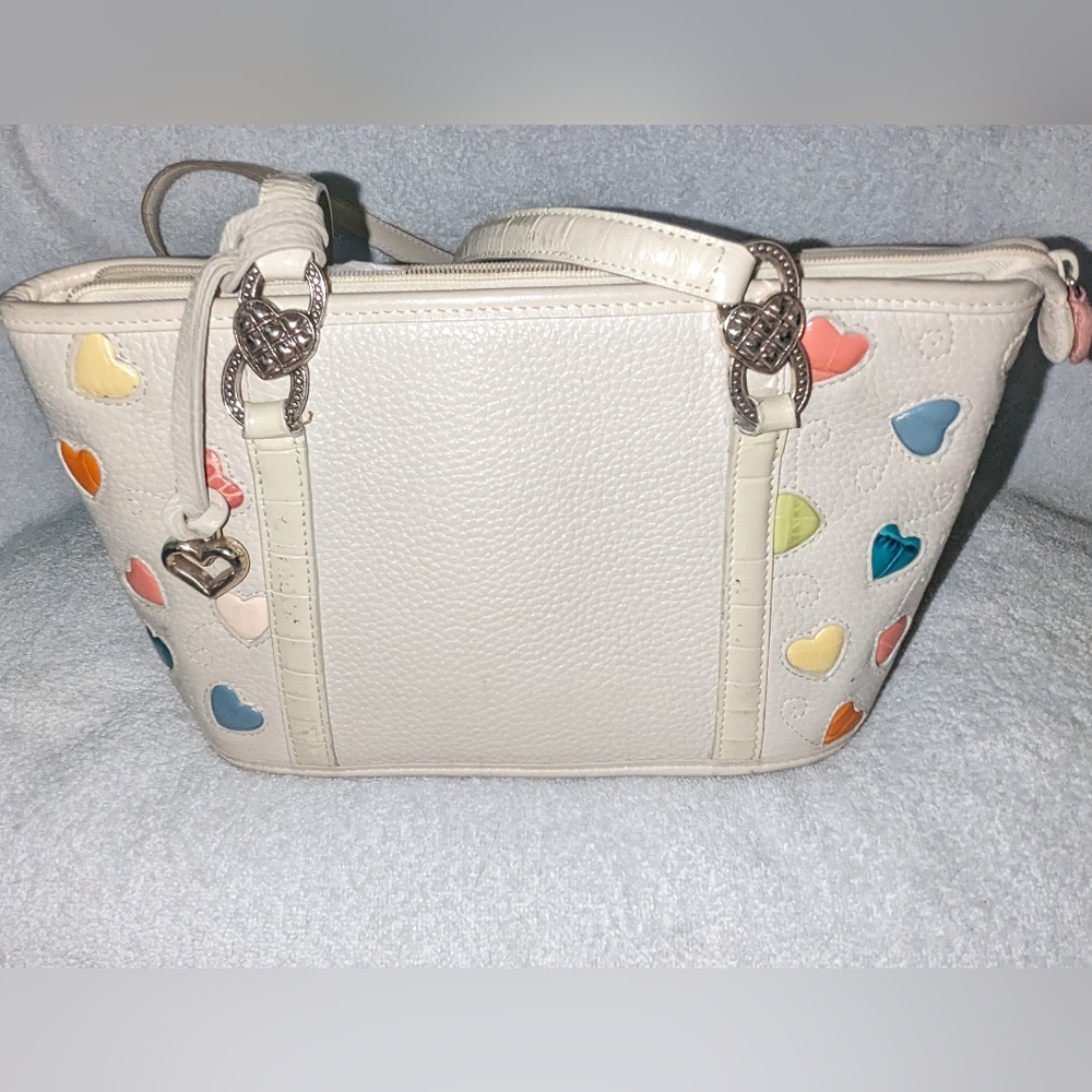 Brighton Fresca colorful hearts details shoulder bag.
